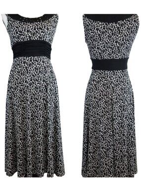 PERCEPTIONS Petite Black & White Sleeveless Knit Dress Women's 4 P